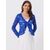 imageAllegra K Lace Bolero for Womens Tie Front Cardigan Ruffled Hem Formal Office Sheer Crop ShrugRoyal Blue