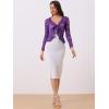 imageAllegra K Lace Bolero for Womens Tie Front Cardigan Ruffled Hem Formal Office Sheer Crop ShrugViolet Purple