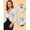 imageAllegra K Lace Bolero for Womens Tie Front Cardigan Ruffled Hem Formal Office Sheer Crop ShrugWhite
