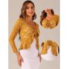 imageAllegra K Lace Bolero for Womens Tie Front Cardigan Ruffled Hem Formal Office Sheer Crop ShrugYellow