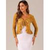 imageAllegra K Lace Bolero for Womens Tie Front Cardigan Ruffled Hem Formal Office Sheer Crop ShrugYellow