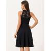 imageAllegra K Lace Cocktail Dress for Womens Elegant Halter Wedding Guest Bridesmaid Party DressBlack