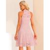 imageAllegra K Lace Cocktail Dress for Womens Elegant Halter Wedding Guest Bridesmaid Party DressPink