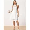 imageAllegra K Lace Cocktail Dress for Womens Elegant Halter Wedding Guest Bridesmaid Party DressWhite