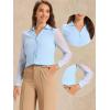 imageAllegra K Office Blouse for Womens Point Collar V Neck Button Down Mesh Sleeve Work ShirtLight Blue