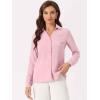 imageAllegra K Office Blouse for Womens Point Collar V Neck Button Down Mesh Sleeve Work ShirtPink