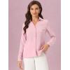 imageAllegra K Office Blouse for Womens Point Collar V Neck Button Down Mesh Sleeve Work ShirtPink