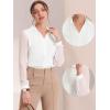 imageAllegra K Office Blouse for Womens Point Collar V Neck Button Down Mesh Sleeve Work ShirtWhite