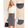 imageAllegra K Plaid Tweed Skirts for Womens Belted High Waist Knee Length Bodycon Vintage Pencil Skirt