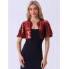 imageAllegra K Sequin Bolero for Womens Halloween Sparkly Crop Glitter Formal Shrug for Evening DressesRed