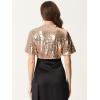 imageAllegra K Sequin Bolero for Womens Halloween Sparkly Crop Glitter Formal Shrug for Evening DressesRose Gold