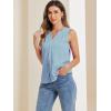 imageAllegra K Sleeveless Work Top for Womens Elegant Pleated V Neck Blouse Shirt Tank TopGray Blue
