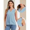 imageAllegra K Sleeveless Work Top for Womens Elegant Pleated V Neck Blouse Shirt Tank TopGray Blue