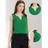 imageAllegra K Sleeveless Work Top for Womens Elegant Pleated V Neck Blouse Shirt Tank TopGreen