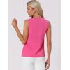 imageAllegra K Sleeveless Work Top for Womens Elegant Pleated V Neck Blouse Shirt Tank TopHot Pink