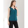 imageAllegra K Sleeveless Work Top for Womens Elegant Pleated V Neck Blouse Shirt Tank TopPeacock Blue