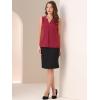 imageAllegra K Sleeveless Work Top for Womens Elegant Pleated V Neck Blouse Shirt Tank TopRed