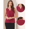 imageAllegra K Sleeveless Work Top for Womens Elegant Pleated V Neck Blouse Shirt Tank TopRed