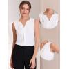 imageAllegra K Sleeveless Work Top for Womens Elegant Pleated V Neck Blouse Shirt Tank TopWhite