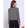 imageAllegra K Striped Cardigan Sweaters for Womens Lightweight Crew Neck Button Down Knit JacketsBlack White