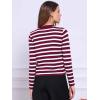 imageAllegra K Striped Cardigan Sweaters for Womens Lightweight Crew Neck Button Down Knit JacketsRed White