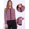 imageAllegra K Striped Cardigan Sweaters for Womens Lightweight Crew Neck Button Down Knit JacketsRed White