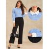 imageAllegra K Striped Shirt for Women Long Sleeve Collared Fitted Button Down Office Work Tops BlousesBlue