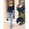 imageAllegra K Tie Front Tops for Women 34 Sleeve Shirt Going Out Cute Babydoll Peplum BlouseDark Blue