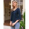 imageAllegra K Tie Front Tops for Women 34 Sleeve Shirt Going Out Cute Babydoll Peplum BlouseDark Blue