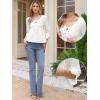 imageAllegra K Tie Front Tops for Women 34 Sleeve Shirt Going Out Cute Babydoll Peplum BlouseWhite