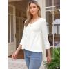 imageAllegra K Tie Front Tops for Women 34 Sleeve Shirt Going Out Cute Babydoll Peplum BlouseWhite