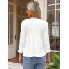 imageAllegra K Tie Front Tops for Women 34 Sleeve Shirt Going Out Cute Babydoll Peplum BlouseWhite