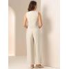 imageAllegra K Two Piece Outfits for Womens Button Front Sleeveless Vest Wide Leg Pants Matching SetsApricot