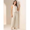 imageAllegra K Two Piece Outfits for Womens Button Front Sleeveless Vest Wide Leg Pants Matching SetsApricot
