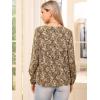imageAllegra K V Neck Floral Long Sleeve Tops for Womens Casual Puff Sleeve Vintage Boho Tunic Blouse TShirtsLight Brown