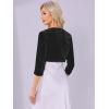 imageAllegra K Velvet Shrug for Women Crew Neck Ruched 34 Sleeves Cocktail Party Cropped CardiganBlack