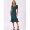 imageAllegra K Vintage 50s Dress for Womens Retro Cocktail Work Mermaid Midi DressDark Green