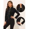 imageAllegra K Vintage Jacket for Womens Steampunk Button Decor Casual Zip Up Crop JacketBlack