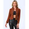 imageAllegra K Vintage Jacket for Womens Steampunk Button Decor Casual Zip Up Crop JacketBrown