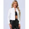 imageAllegra K Vintage Jacket for Womens Steampunk Button Decor Casual Zip Up Crop JacketWhite