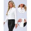 imageAllegra K Vintage Jacket for Womens Steampunk Button Decor Casual Zip Up Crop JacketWhite