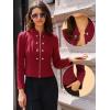 imageAllegra K Vintage Jacket for Womens Steampunk Button Decor Casual Zip Up Crop JacketWine Red