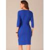 imageAllegra K Wear to Work Dress for Womens Tie Front Slit Neck 34 Sleeve Sheath DressesRoyal Blue