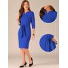 imageAllegra K Wear to Work Dress for Womens Tie Front Slit Neck 34 Sleeve Sheath DressesRoyal Blue