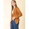 imageAllegra K Women Faux Suede Jacket Lapel Draped Open Front Cardigan Casual Trendy Suede BlazerBrown