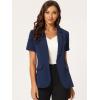 imageAllegra K Womens 1 Button Blazer Jacket Office Business Short Sleeve BlazerDark Blue