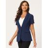 imageAllegra K Womens 1 Button Blazer Jacket Office Business Short Sleeve BlazerDark Blue