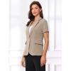 imageAllegra K Womens 1 Button Blazer Jacket Office Business Short Sleeve BlazerDark Khaki
