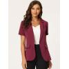 imageAllegra K Womens 1 Button Blazer Jacket Office Business Short Sleeve BlazerDark Red