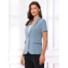 imageAllegra K Womens 1 Button Blazer Jacket Office Business Short Sleeve BlazerDusty Blue